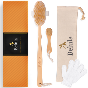 Boar Bristle Body Brush, Exfoliating Face Brush & One Pair Bath & Shower Gloves