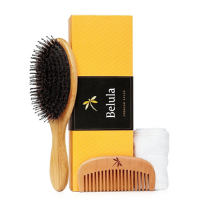 Premium Boar Bristle Hairbrush for Thick, Long or Curly Hair Set